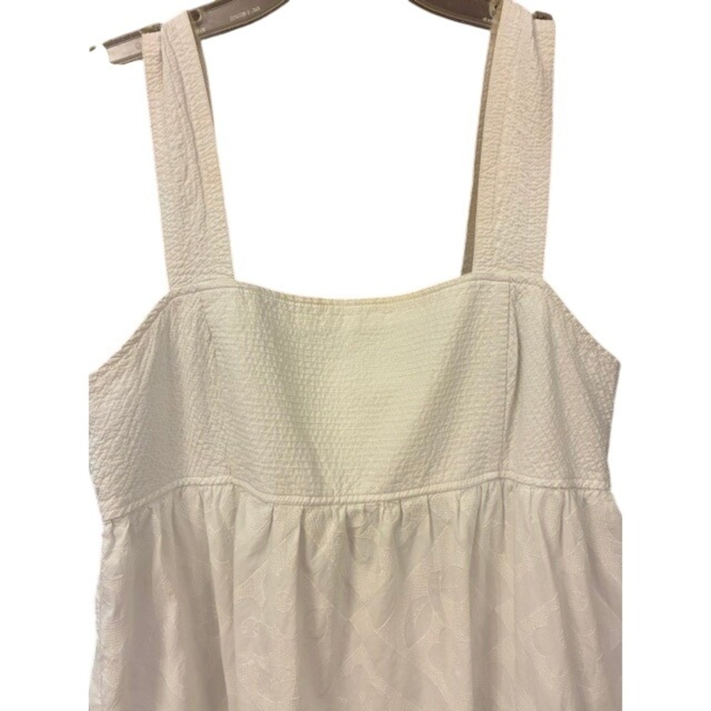 Madewell Eyelet Midi Dress Womens 12 White Excellent Seersucker Back Cutout - Picture 4 of 11